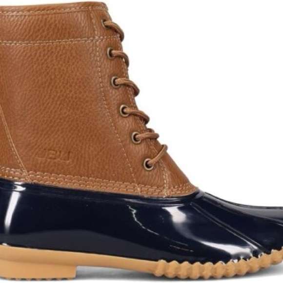 Women's JBU Brown and Navy Waterproof Duck Boots - Picture 1 of 7